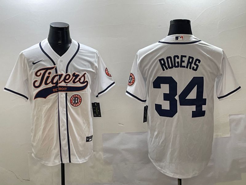 Men Detroit Tigers 34 Rogers White Jointly Name 2025 Nike MLB Jersey style 5